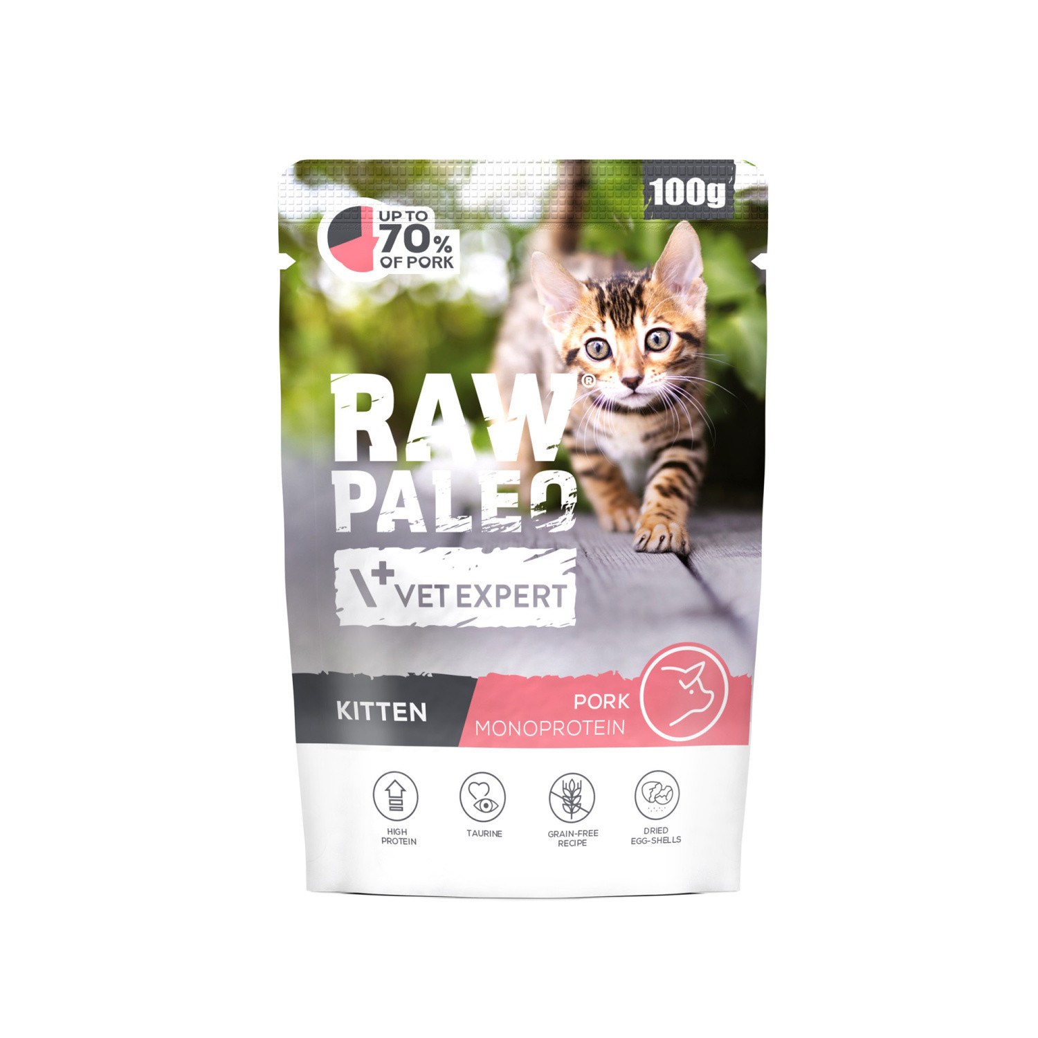 VETEXPERT Raw Paleo Kitten Pork - mokra karma dla kota - 100g