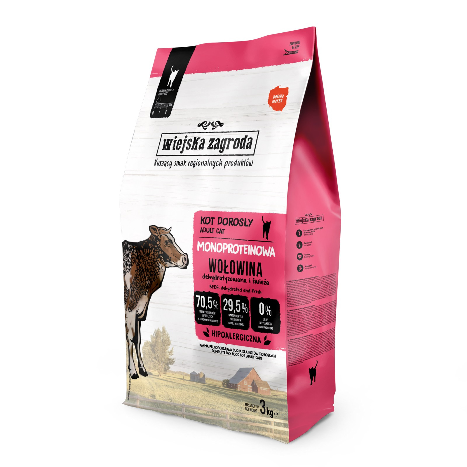 WIEJSKA ZAGRODA Monoproteinowa Wołowina - sucha karma dla kota - 3kg