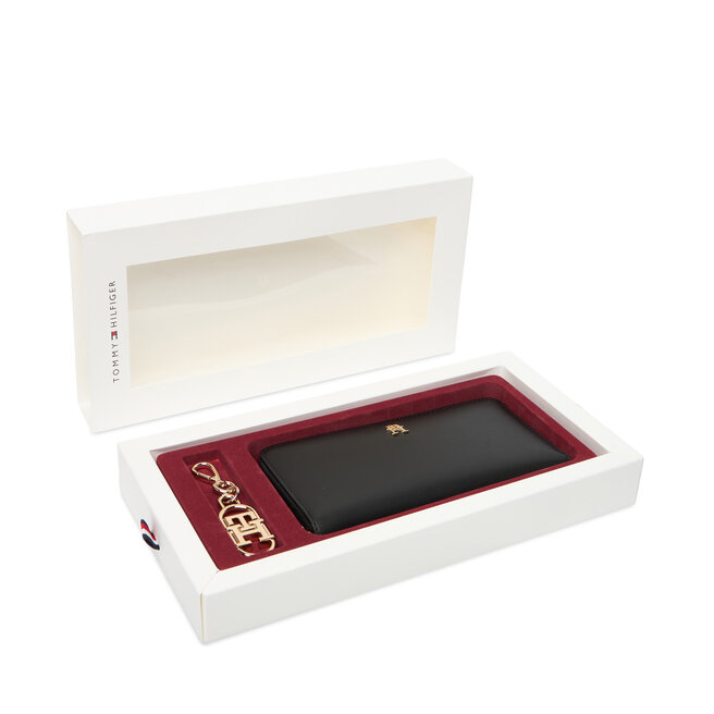 Zestaw portfel i brelok Tommy Hilfiger Lgr Za + Charm AW0AW18040 Czarny