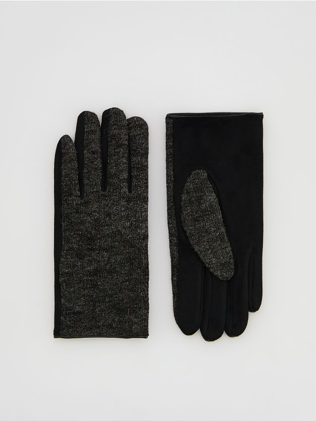 Reserved - Dzianinowe rękawiczki - czarny