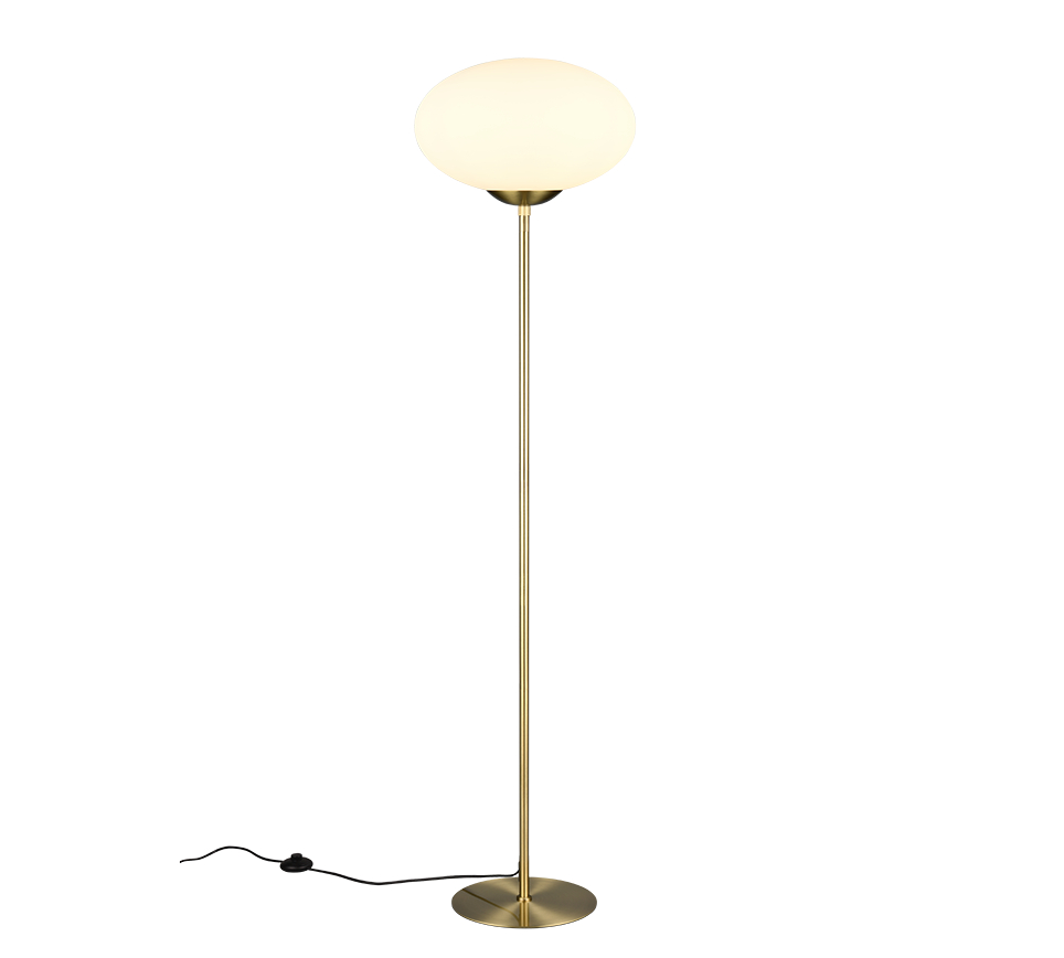 Trio Fomento 463100108 lampa stojąca mosiądz mat klosz spłaszczona kula fi 40cm 1xE27