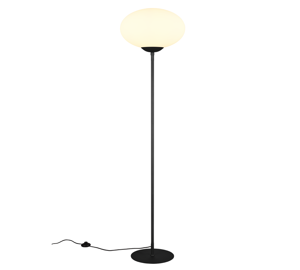 Trio Fomento 463100132 lampa stojąca czarna klosz spłaszczona kula fi 40cm 1xE27