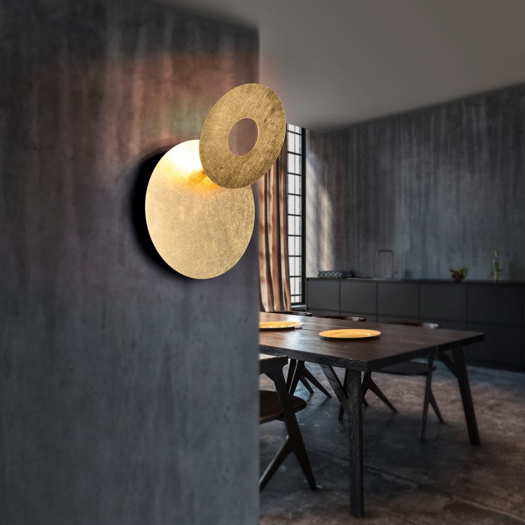 Trio LEANO 240310179 złoty kinkiet okrągły ze zmiennym kształtem LED 6W 3000K światło odbite