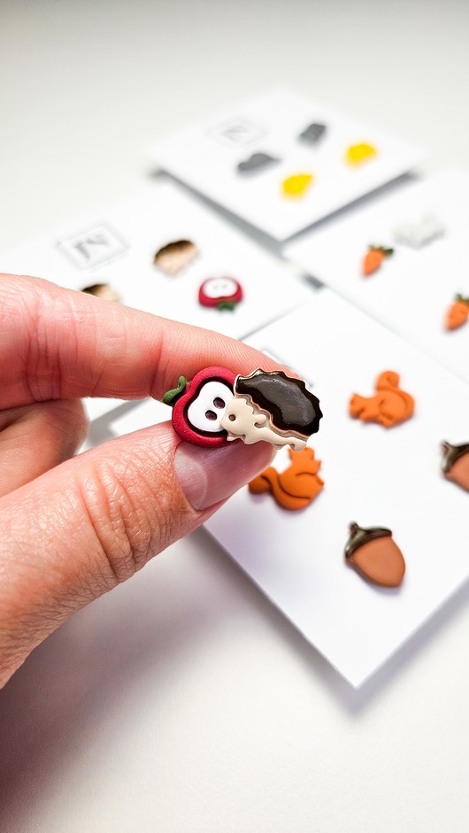 Zestaw jesiennych kolczyków - jeż i jabłko