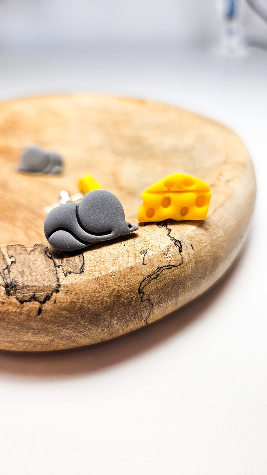 Zestaw kolczyków - mysz i ser