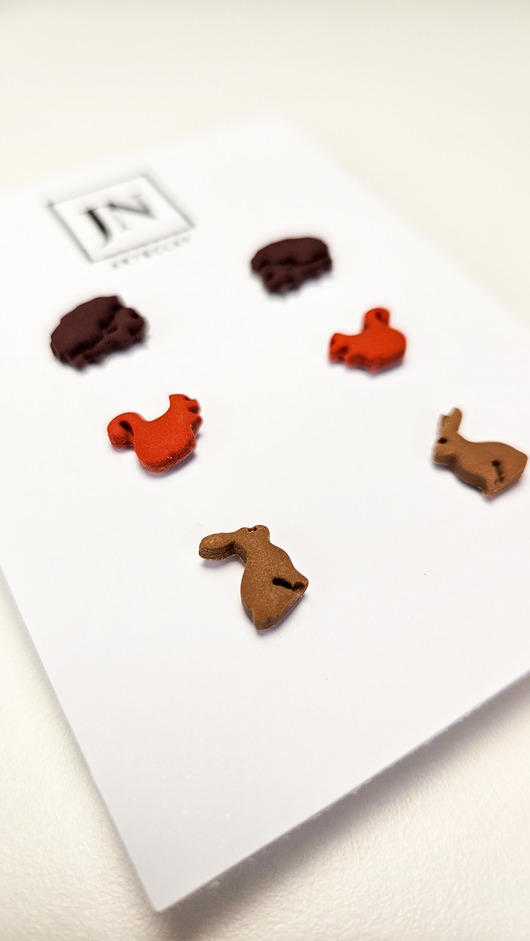 Zestaw jesiennych kolczyków - wiewiórka, jeż, królik