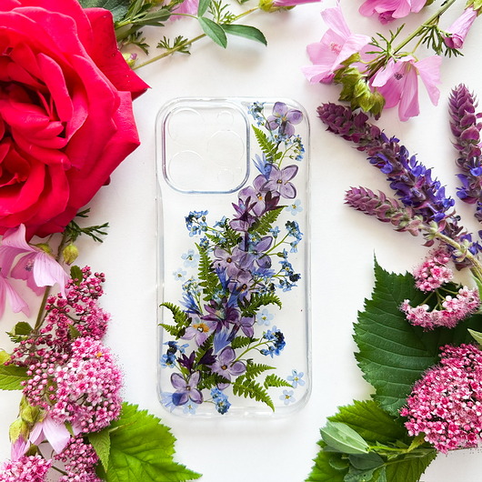 Etui na telefon- fioletowe bzy