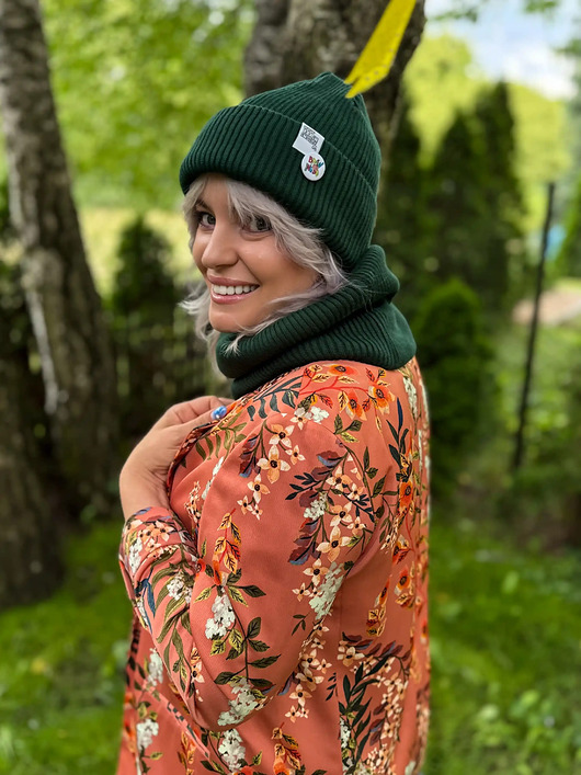Czapka beanie z bawełny logo kolorowe Zielony