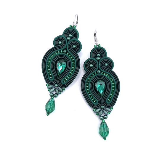 Kolczyki sutasz zielone Verra eleganckie wieczorowe z kryształkami