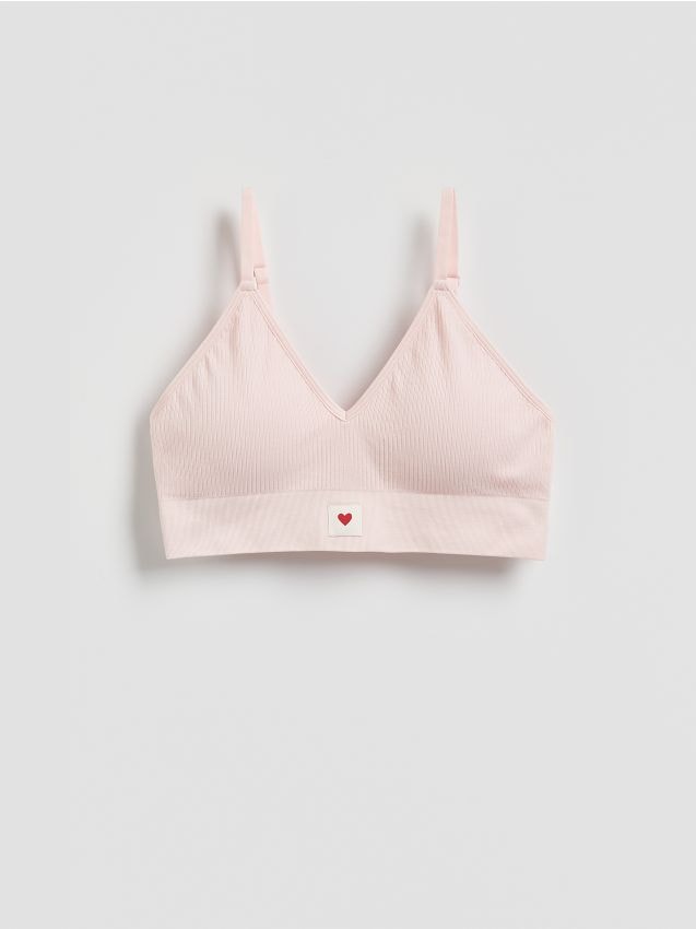 Reserved - Miękki biustonosz - pastelowy róż