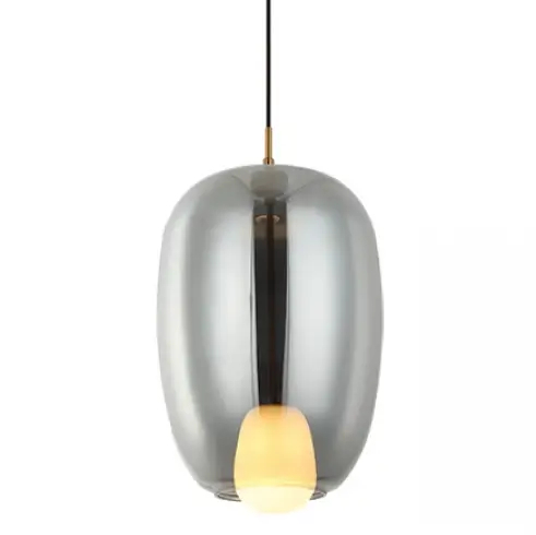 Loftowa wisząca lampa 22056 szklana owalna złota przydymiona