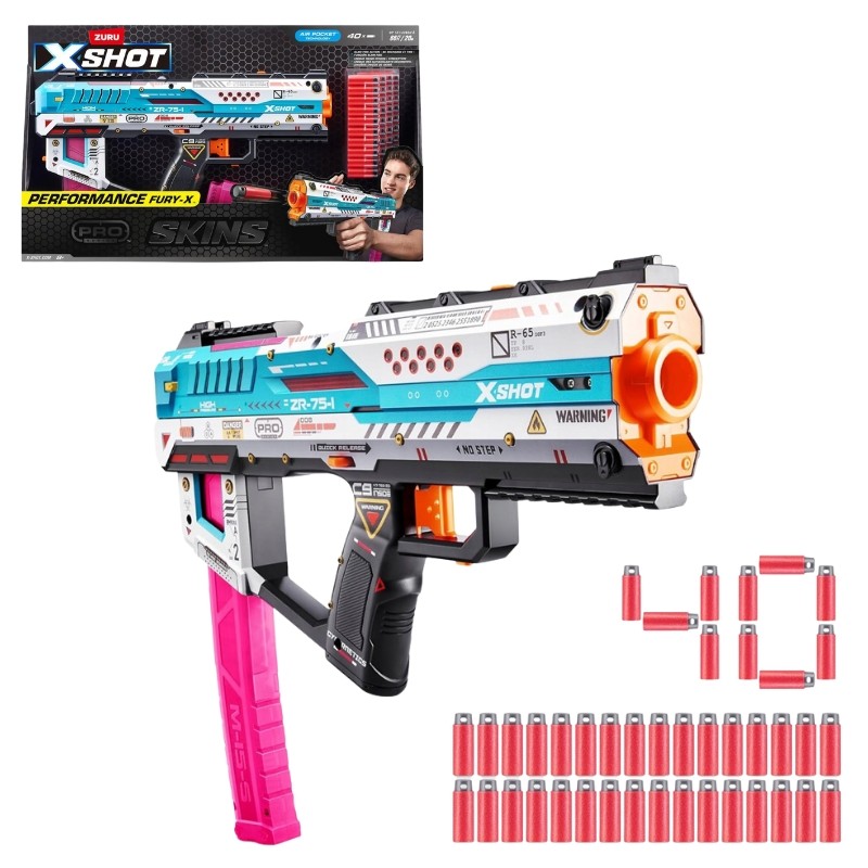 Zuru X-Shot Wyrzutnia Pistolet Skins PRO Fury-X + 40 Nabojów 8+