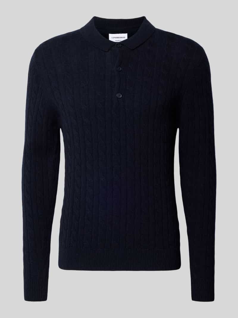 Sweter z dzianiny z mieszanki lnu z kołnierzykiem polo