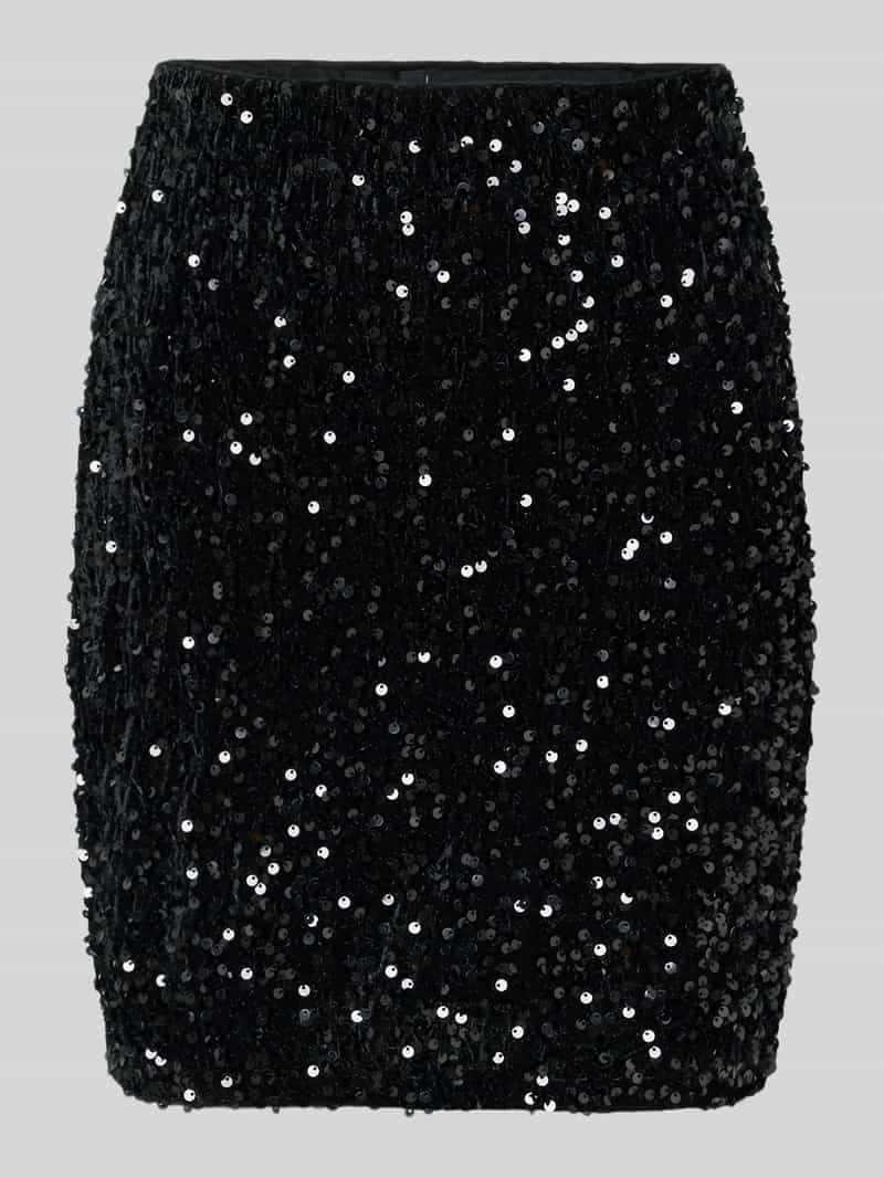 Spódnica mini o lekko rozkloszowanym kroju z cekinowym obszyciem model ‘BELLA’