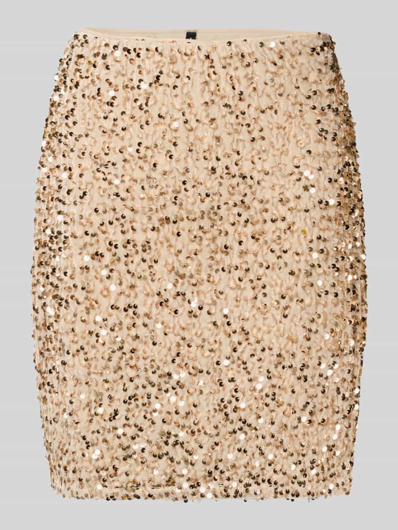 Spódnica mini o lekko rozkloszowanym kroju z cekinowym obszyciem model ‘BELLA’
