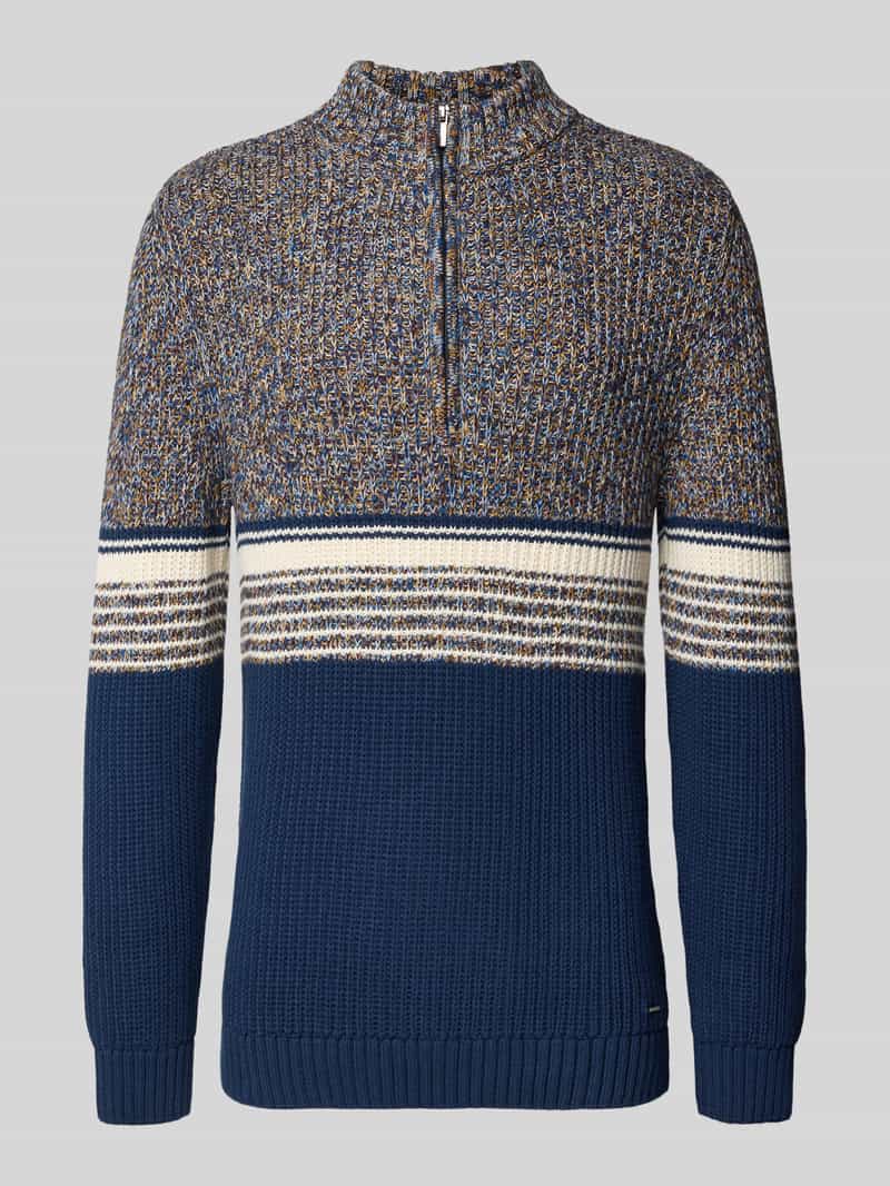 Bluza o kroju slim fit z kołnierzem i efektem dzianiny model ‘Mouline’