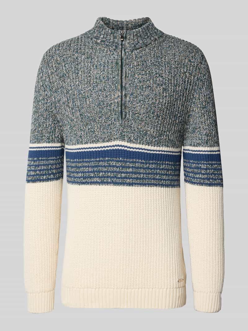 Bluza o kroju slim fit z kołnierzem i efektem dzianiny model ‘Mouline’