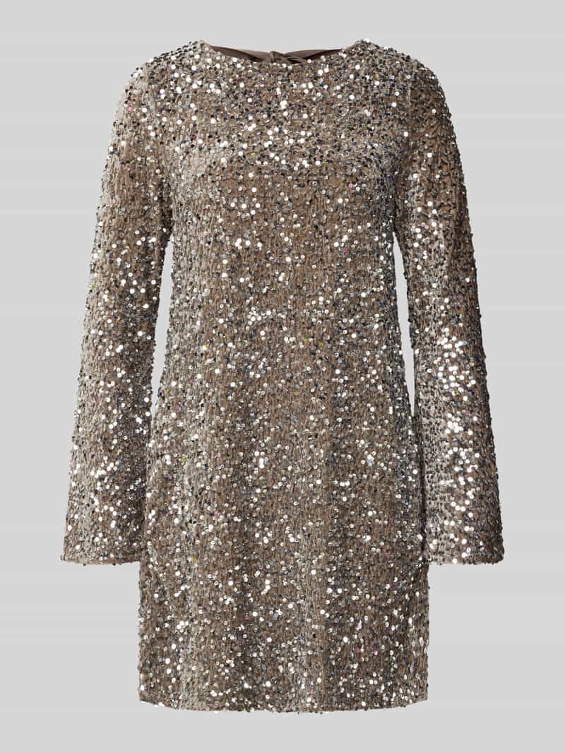 Sukienka koktajlowa o dopasowanym kroju z cekinowym obszyciem model ‘KAM’