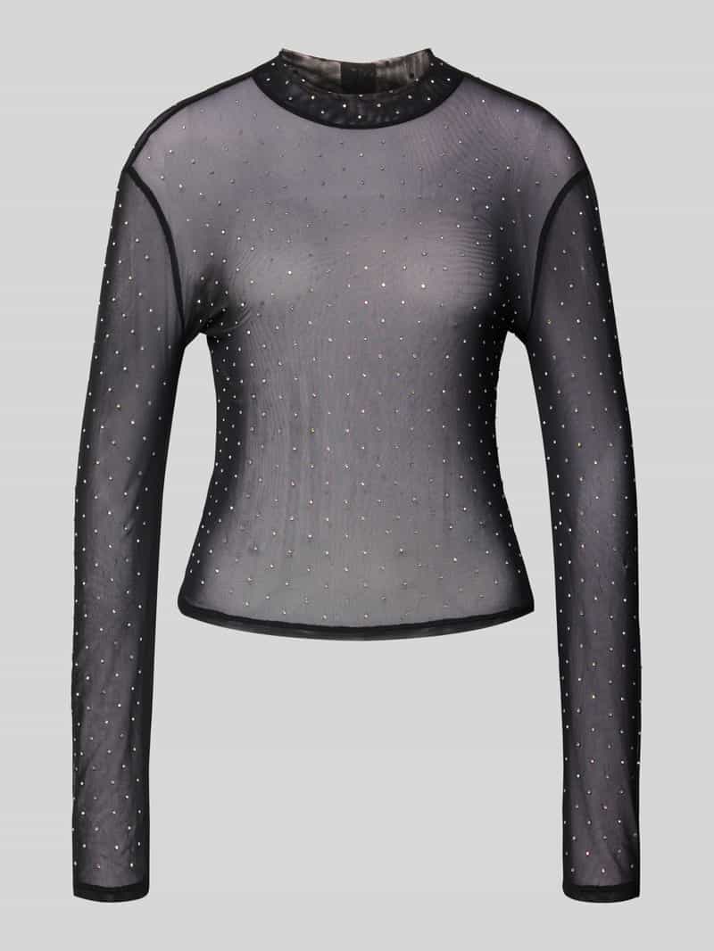 Bluzka z długim rękawem o kroju slim fit z półprzezroczystego materiału model ‘SIVAL’