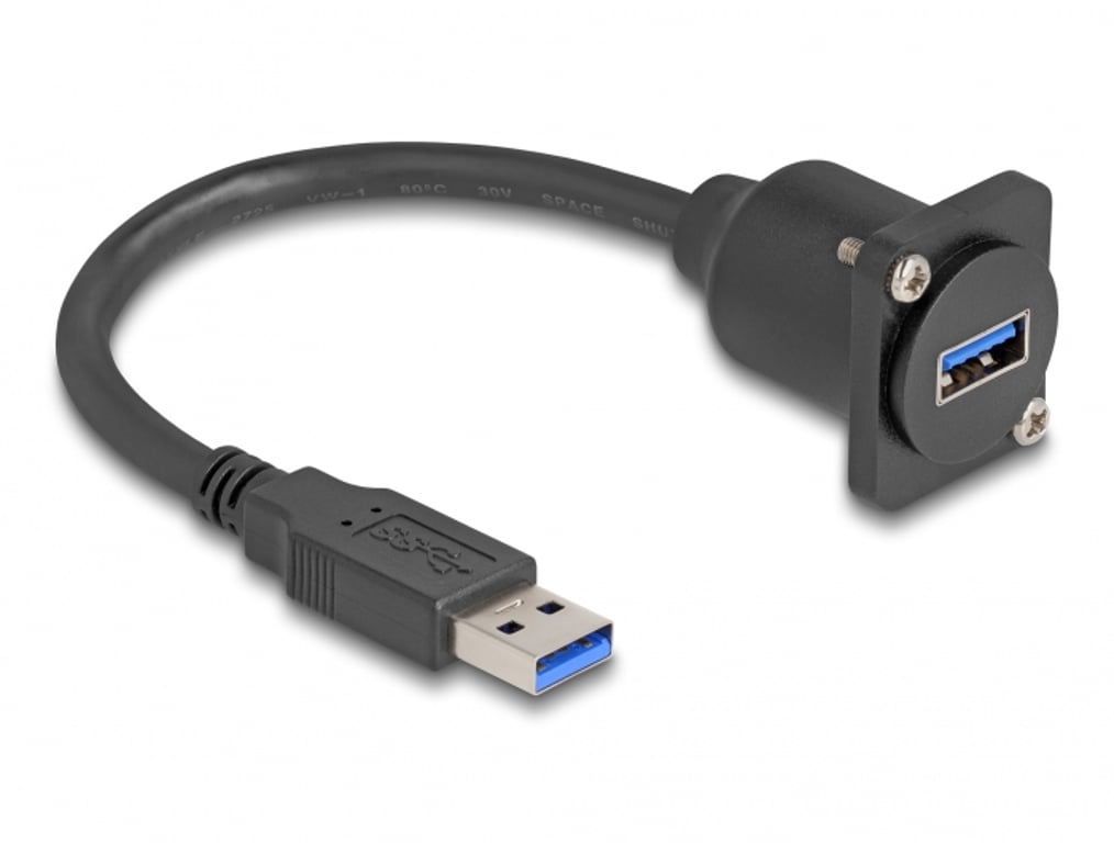 DeLOCK Kabel typu-D USB 5 Gbps Typ-A męski na Typ-A żeński czarny 20 cm 87967