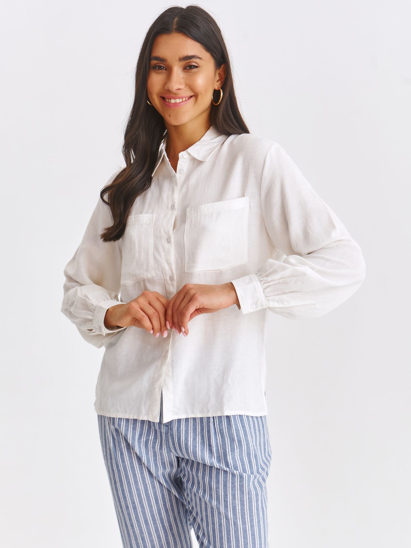 Koszula długi rękaw biała - SKL3529BI koszula długi rękaw - TOP SECRET - Odzieżowy sklep internetowy TOP SECRET