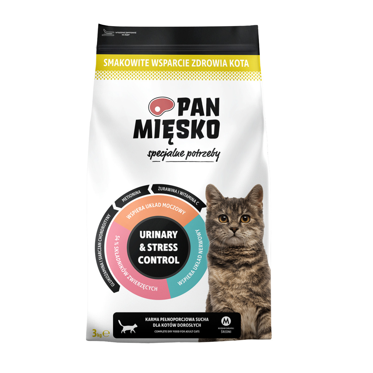 PAN MIĘSKO Urinary & Stress Control Indyk - sucha karma dla kota - 3kg