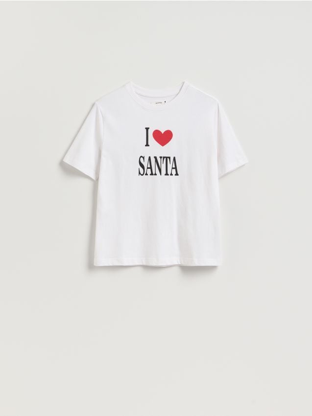 Reserved - T-shirt ze świątecznym motywem - biały