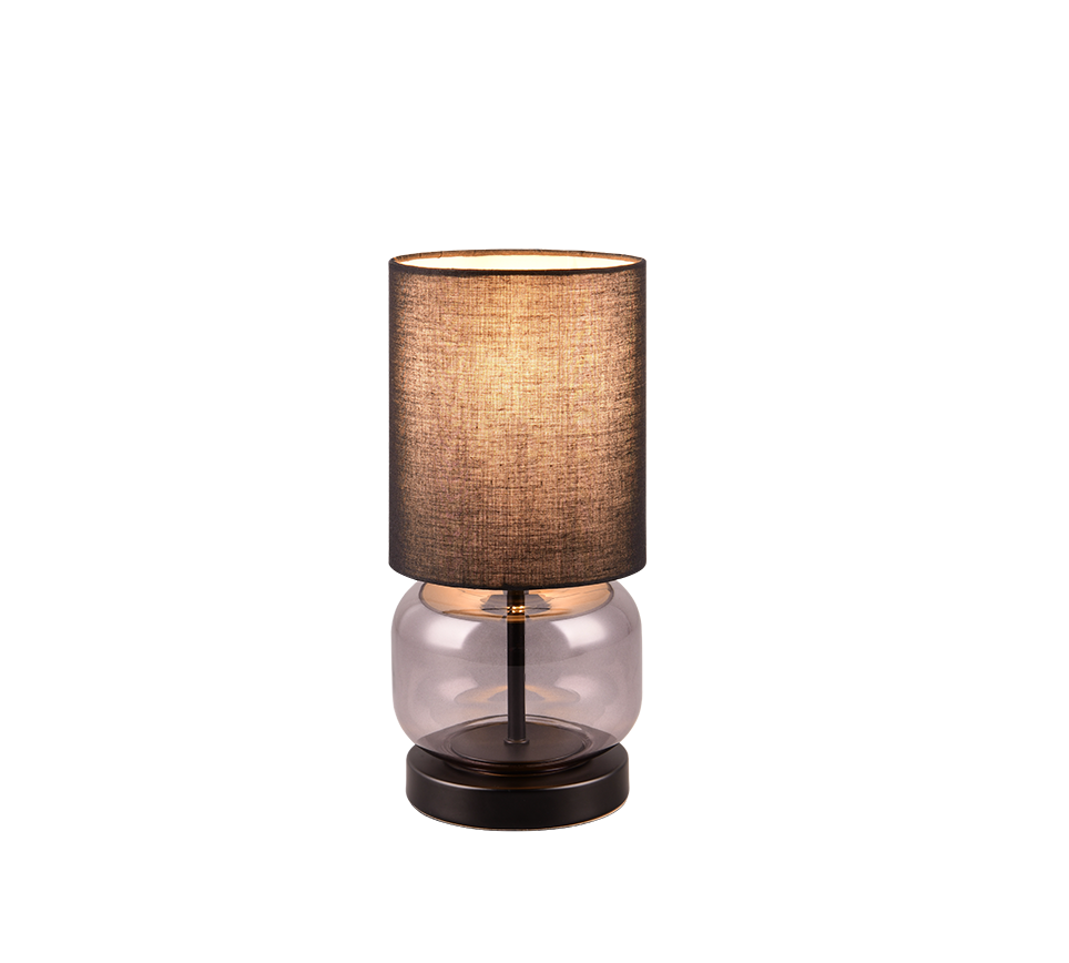 ELIO 517800154 lampa stołowa szkło dymione abażur czarny 1xE27