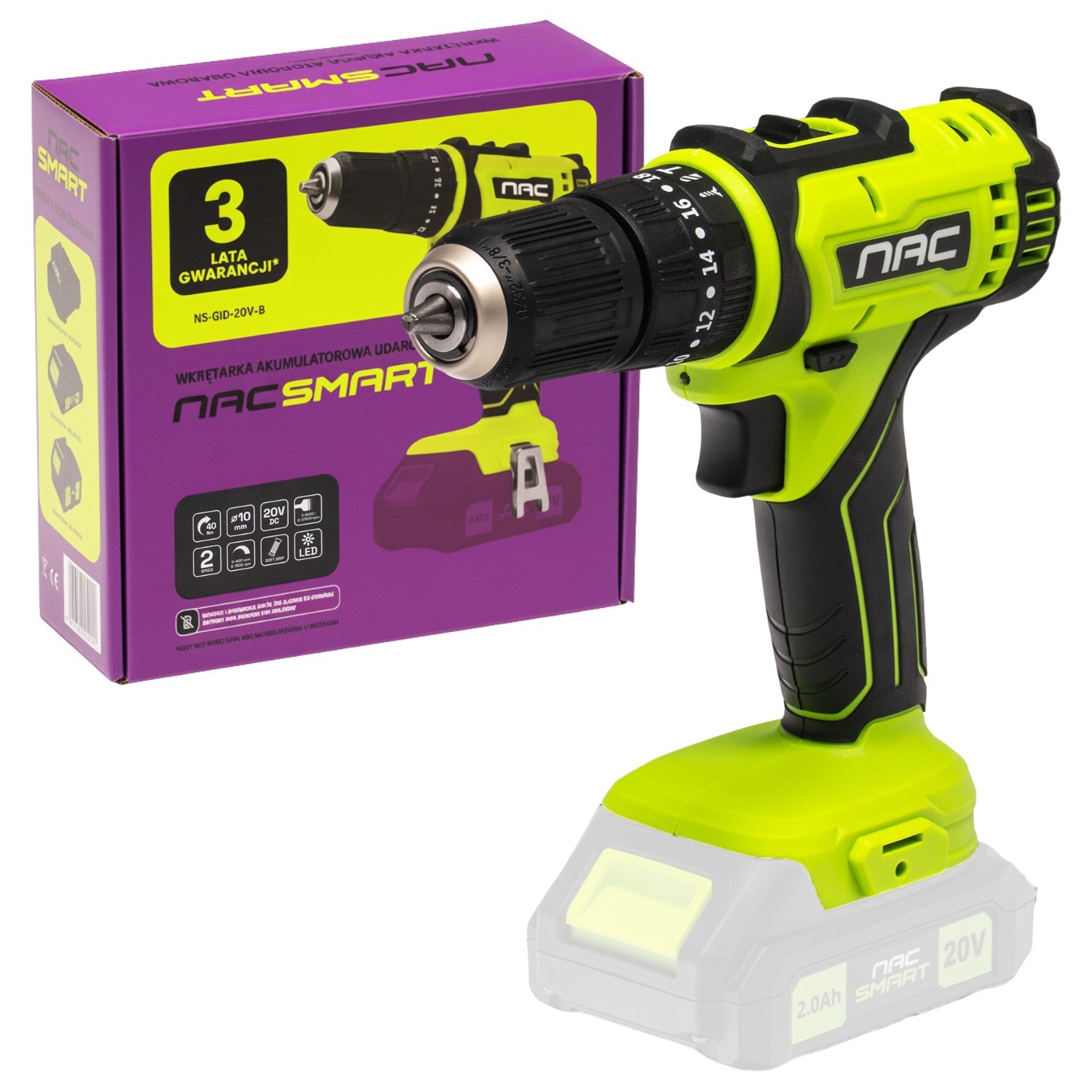 NAC Wkrętarka akumulatorowa z udarem 20V 40Nm NS-CID-20V-B Body bez baterii