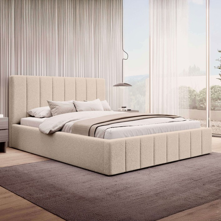 Łóżko tapicerowane SF1069 160x200 Boucle Beż