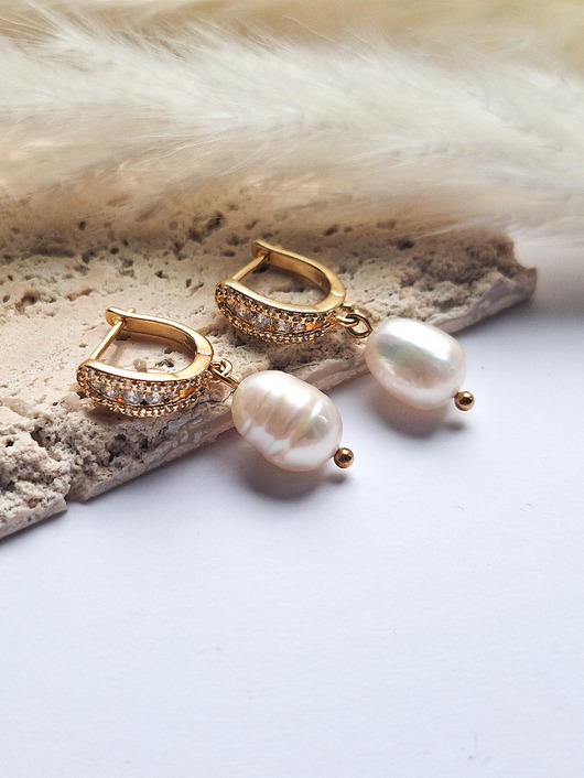 Kolczyki pozłacane z perłami