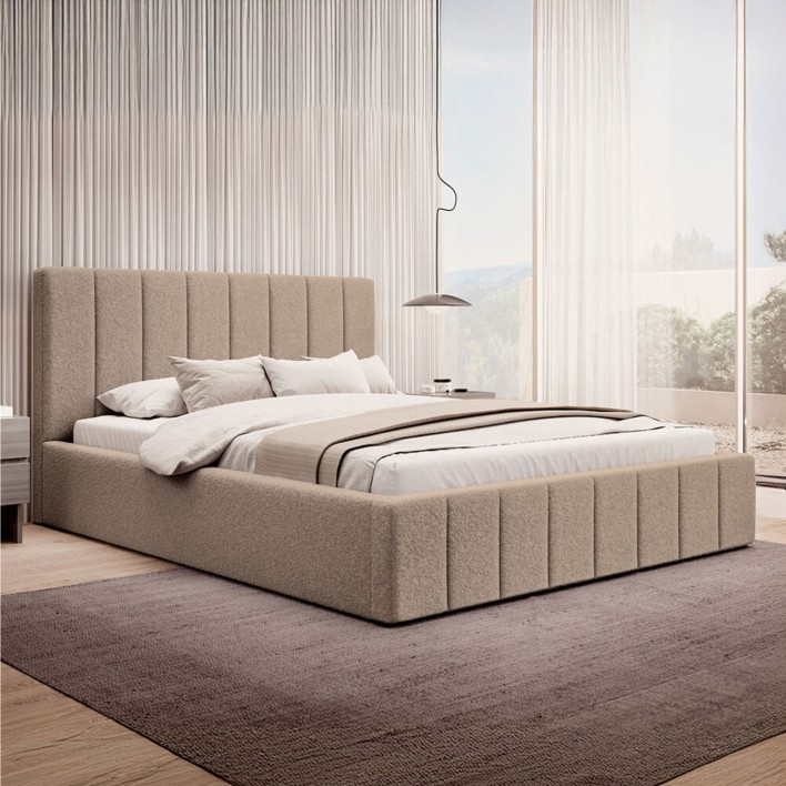 Łóżko tapicerowane SF1069 180x200 Boucle Ciemny Beż