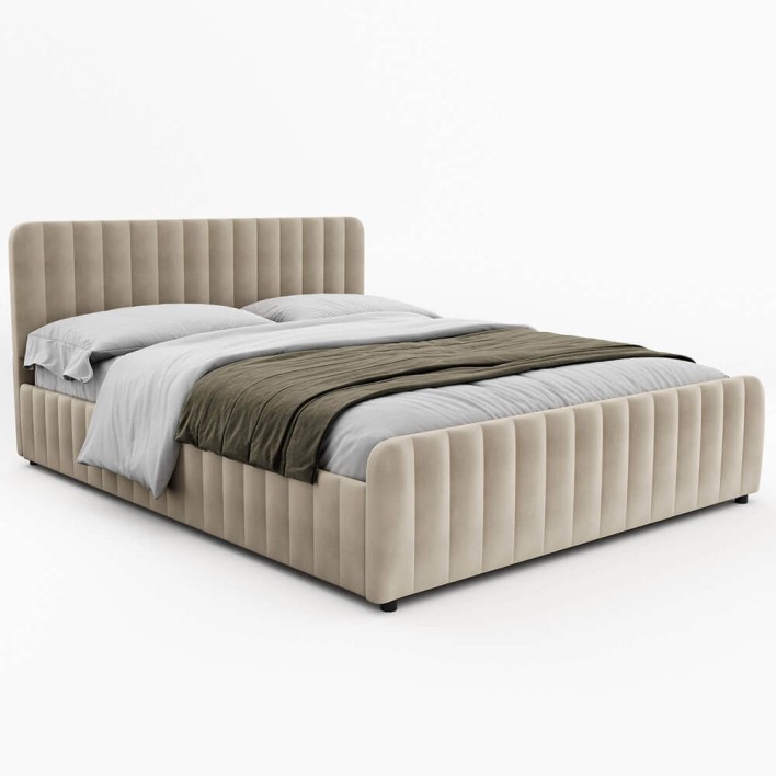 Łóżko tapicerowane SF1078 140x200 Welur Ciemny beż #3