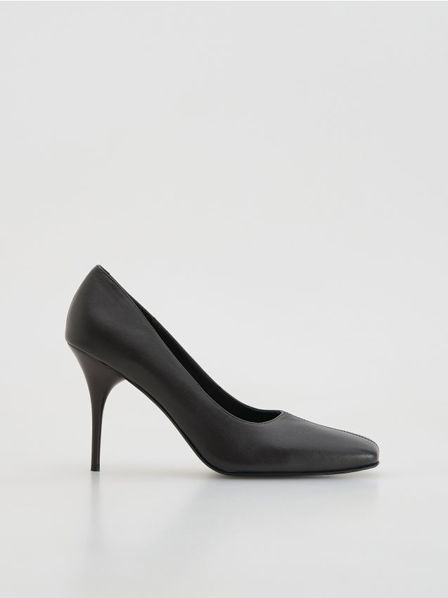 Reserved - Skórzane czółenka - ciemnobrązowy