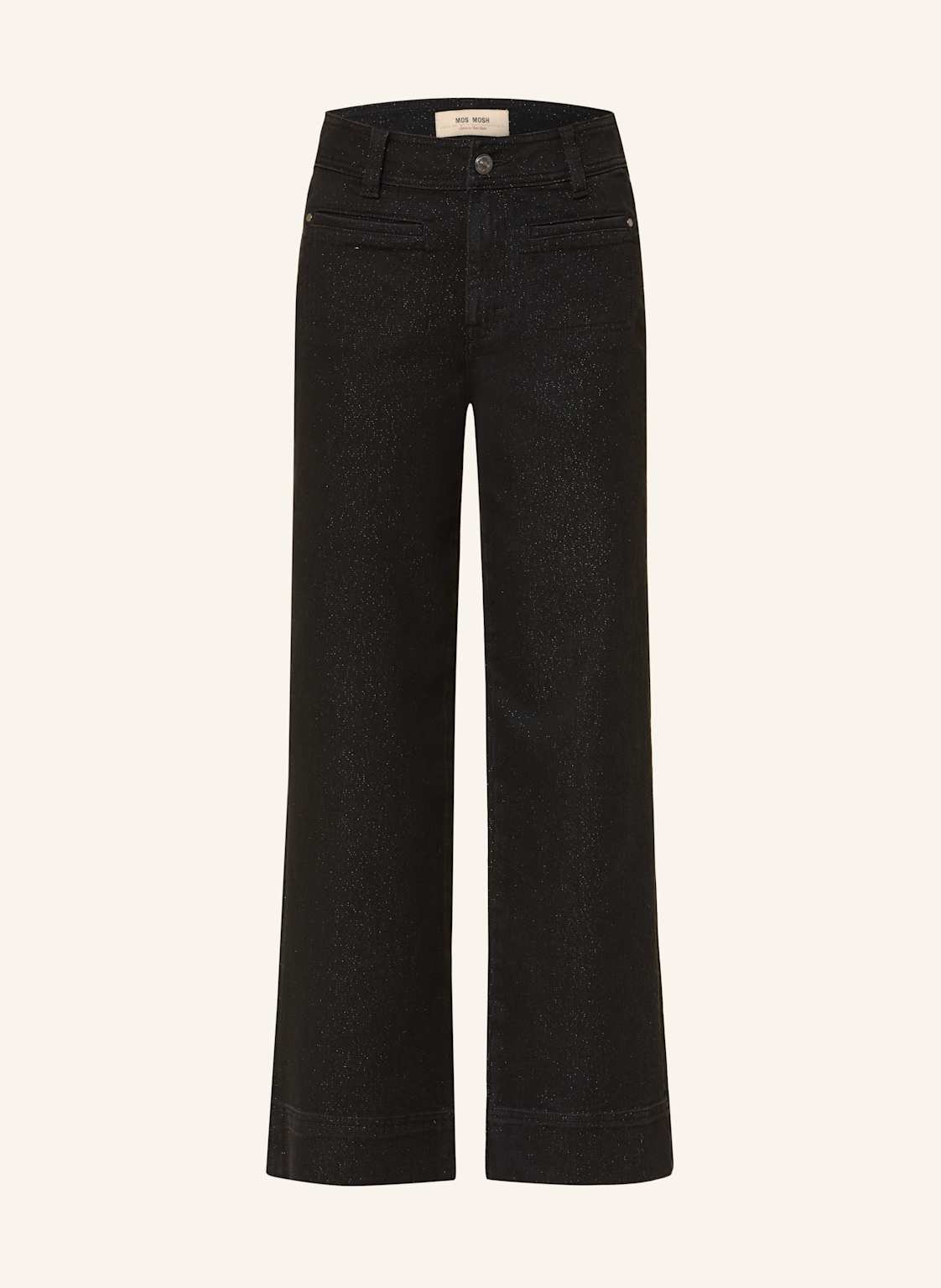 Mos Mosh Jeansy Wide Leg Mmsoey Shimmer Z Błyszczącą Przędzą schwarz
