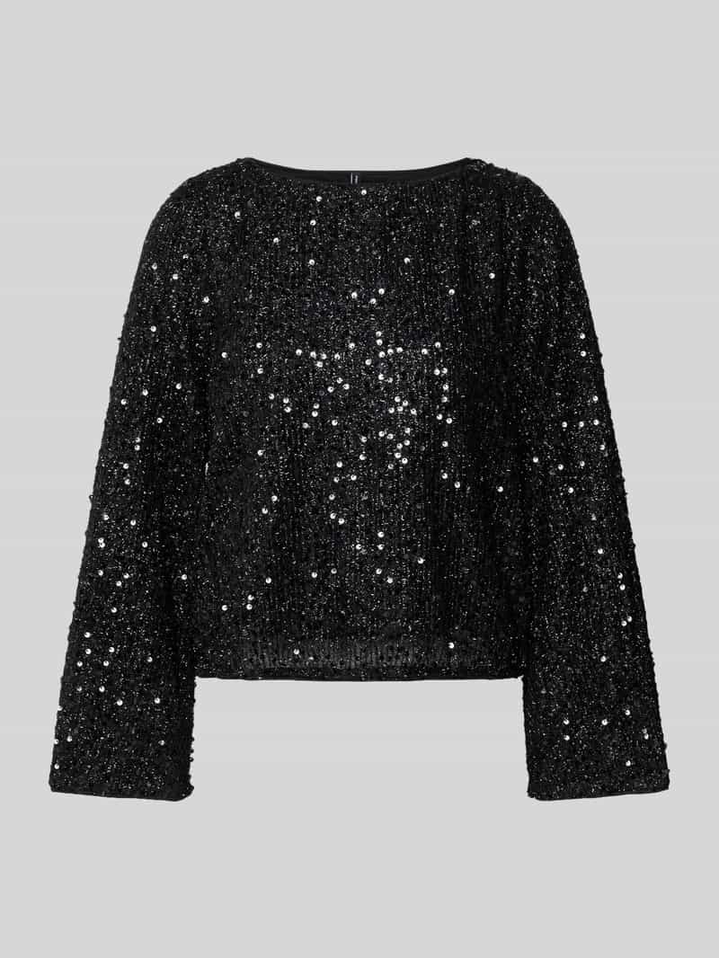 Bluzka o kroju regular fit z długim rękawem i cekinowym obszyciem model ‘NAJA’