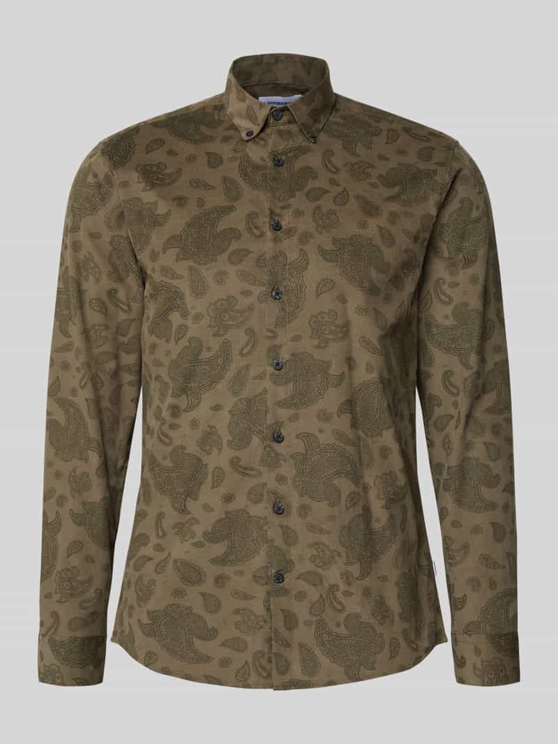 Koszula casualowa o kroju relaxed fit z drobnego sztruksu z kołnierzykiem typu button down