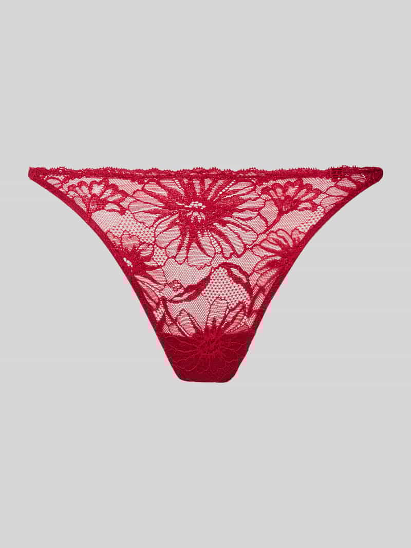 Stringi z półprzezroczystym wzorem z koronki