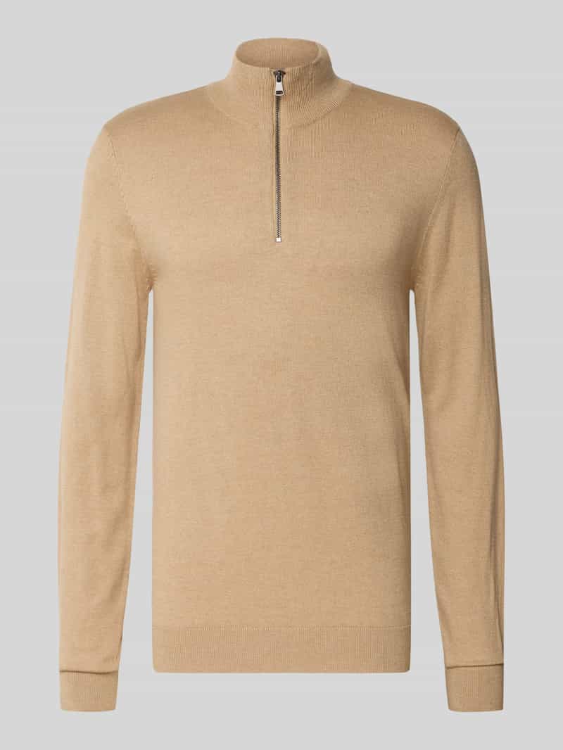 Bluza z kołnierzem z mieszanki bawełny z efektem dzianiny