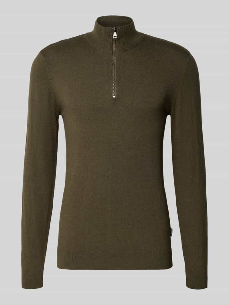 Bluza z kołnierzem z mieszanki bawełny z efektem dzianiny