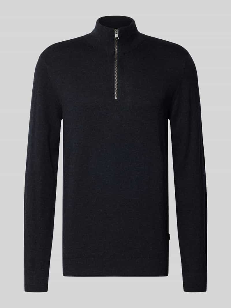 Bluza z kołnierzem z mieszanki bawełny z efektem dzianiny