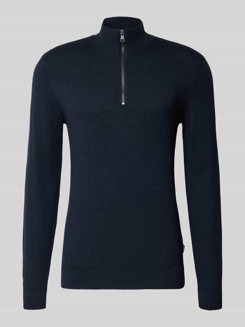 Bluza z kołnierzem z mieszanki bawełny z efektem dzianiny