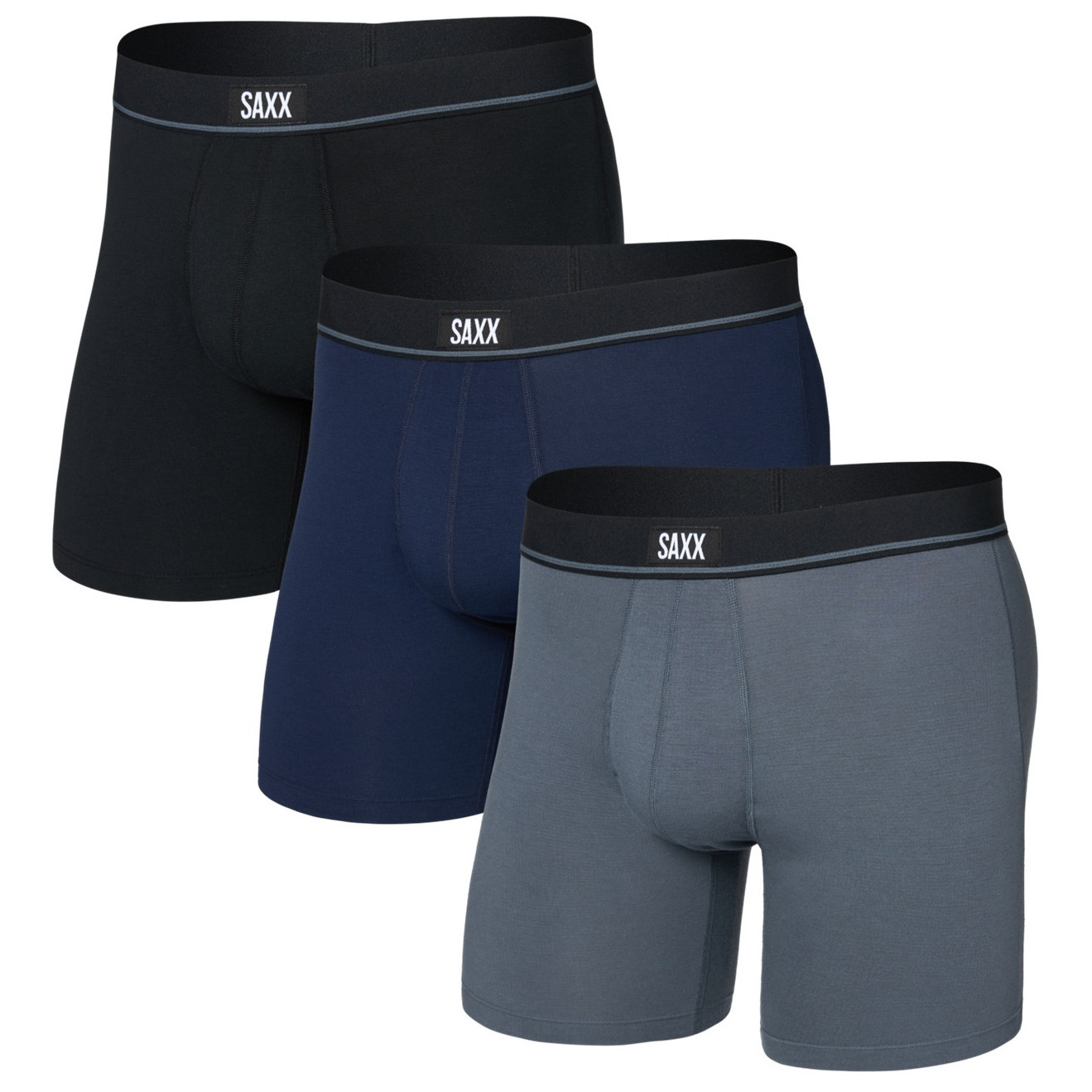 Męskie bokserki Saxx Essential Cotton Boxer Brief Fly 3Pk Rozmiar: M / Kolor: czarny