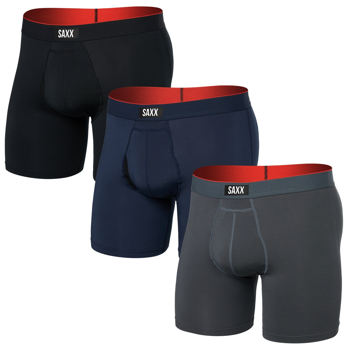 Bokserki Saxx Multi-Sport Mesh Boxer Brief Fly 3Pk Rozmiar: XL / Kolor: szary/czarny