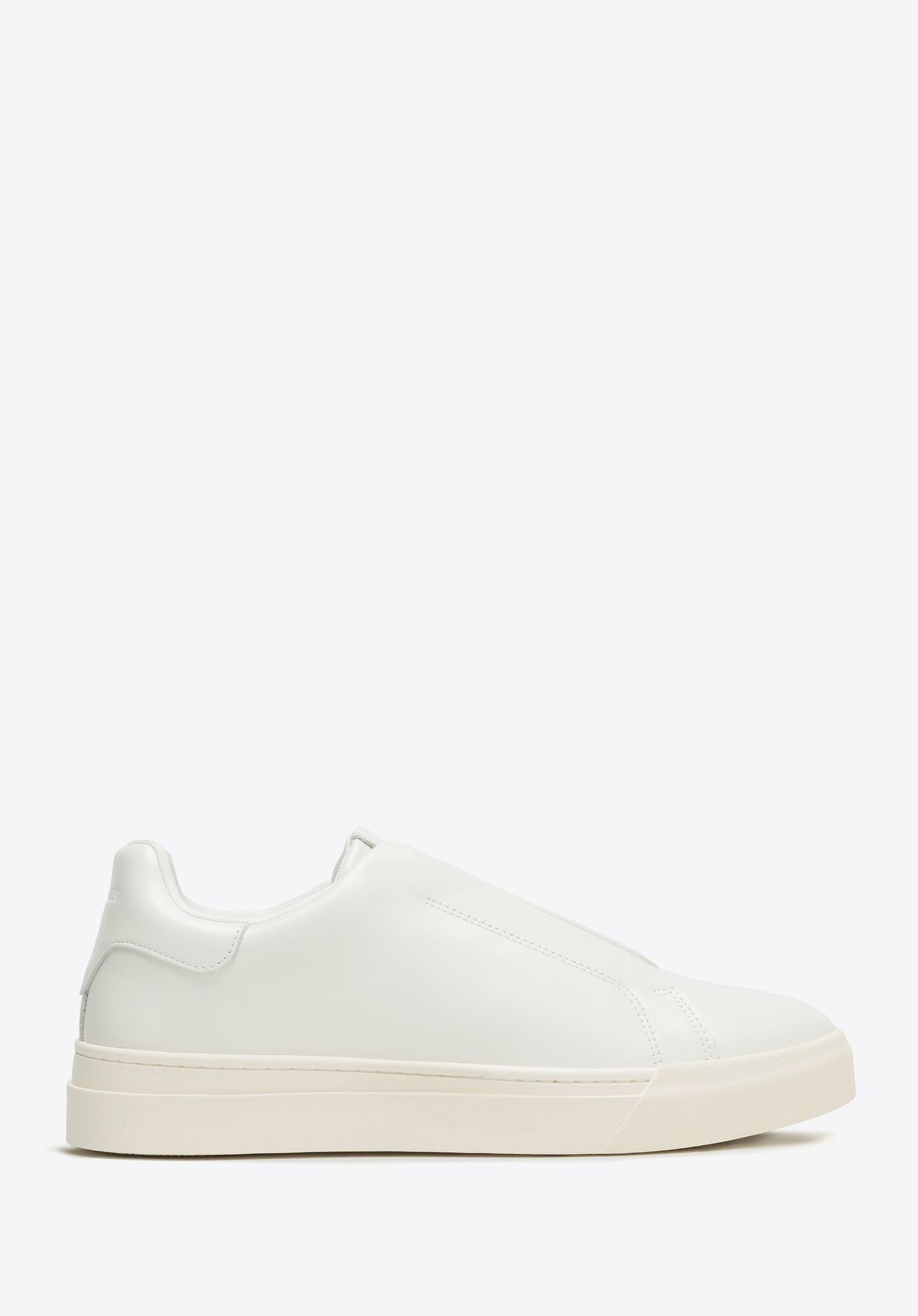 Męskie sneakersy ze skóry naturalnej wsuwane złamana biel
