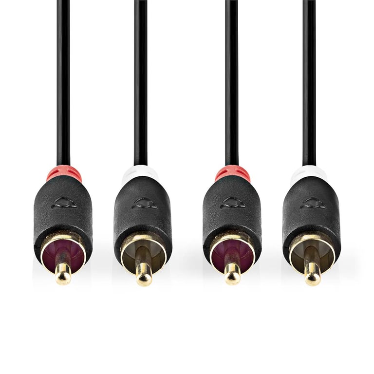 Nedis CABW24200AT05 kabel audio 0,5 m 2 x RCA Antracyt