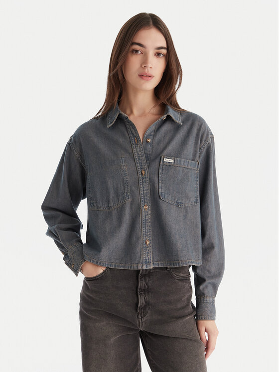 Guess Jeans Koszula jeansowa W5BH0D D5M8E Niebieski Relaxed Fit