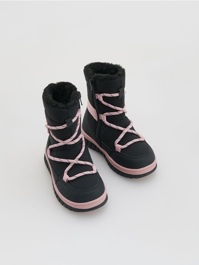 Reserved - Ocieplane śniegowce z wiązaniem - czarny