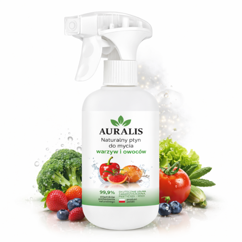 Auralis Naturalny płyn do mycia warzyw i owoców 500 ml do dokładnego oczyszczania