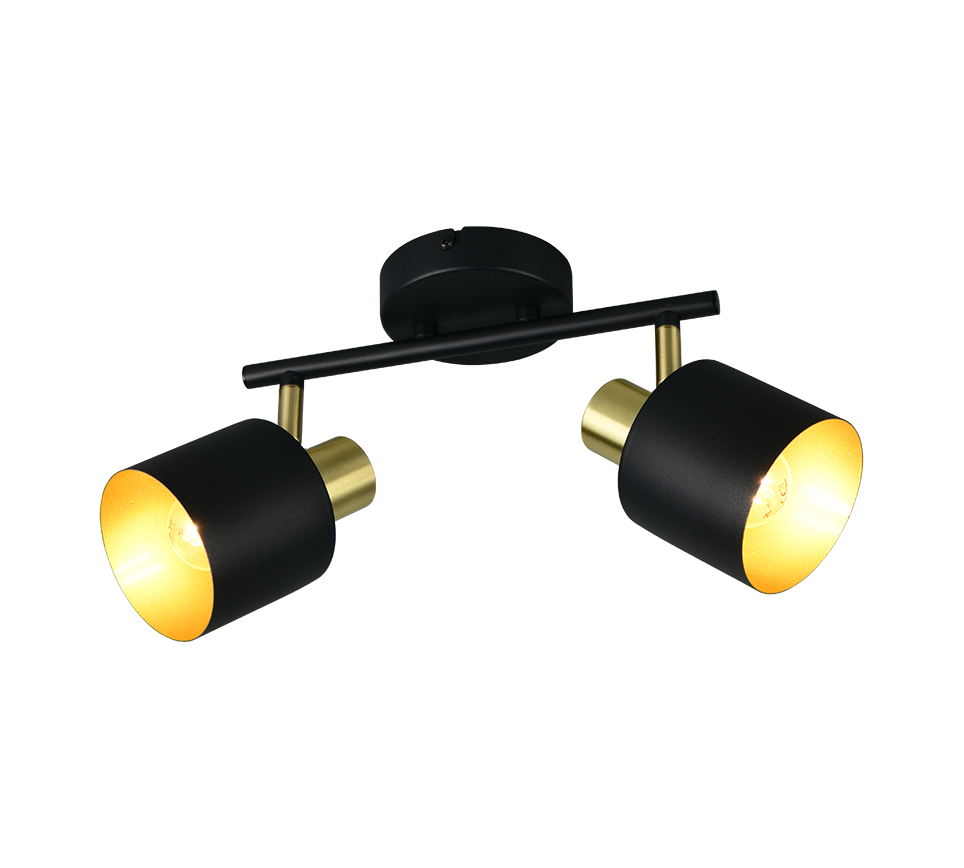 EVA 868800280 czarno-złota lampa ścienna sufitowa 2xE14
